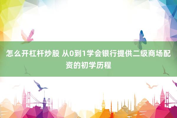 怎么开杠杆炒股 从0到1学会银行提供二级商场配资的初学历程