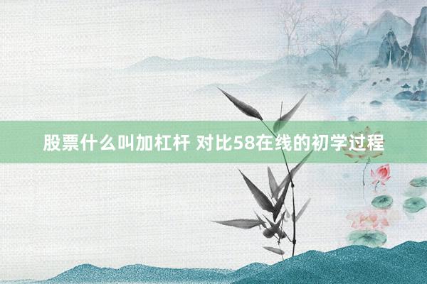 股票什么叫加杠杆 对比58在线的初学过程
