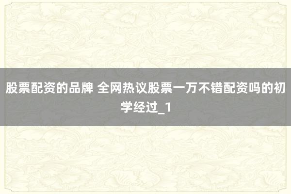 股票配资的品牌 全网热议股票一万不错配资吗的初学经过_1