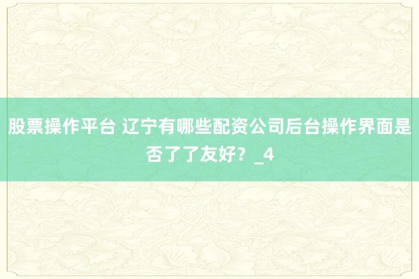 股票操作平台 辽宁有哪些配资公司后台操作界面是否了了友好？_4