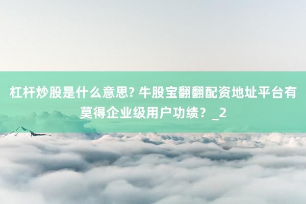 杠杆炒股是什么意思? 牛股宝翻翻配资地址平台有莫得企业级用户功绩？_2