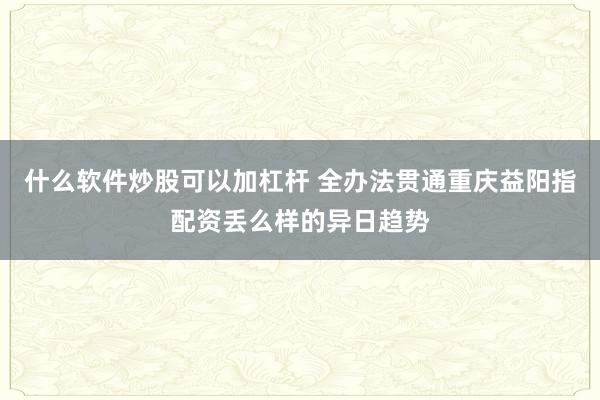 什么软件炒股可以加杠杆 全办法贯通重庆益阳指配资丢么样的异日趋势