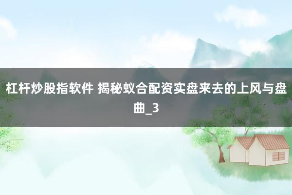 杠杆炒股指软件 揭秘蚁合配资实盘来去的上风与盘曲_3