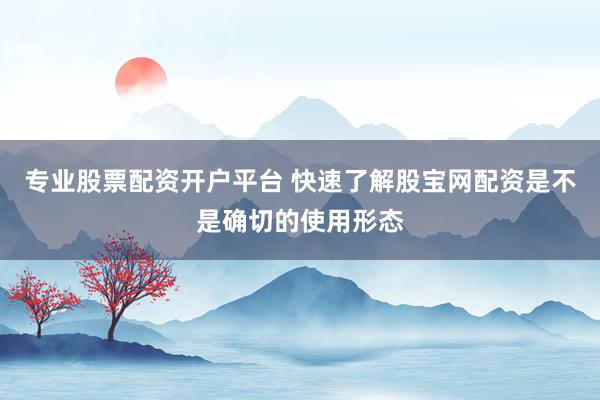专业股票配资开户平台 快速了解股宝网配资是不是确切的使用形态