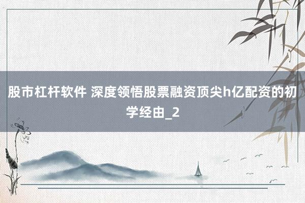 股市杠杆软件 深度领悟股票融资顶尖h亿配资的初学经由_2