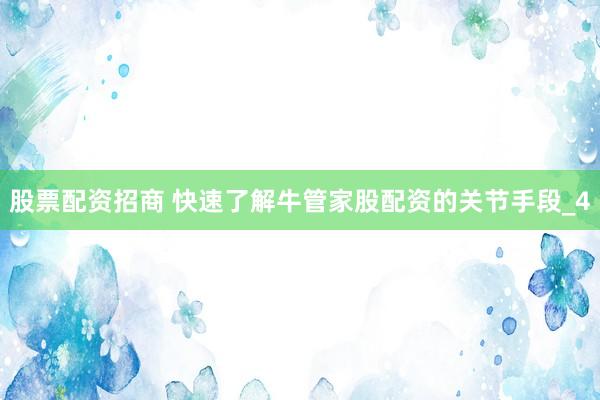 股票配资招商 快速了解牛管家股配资的关节手段_4