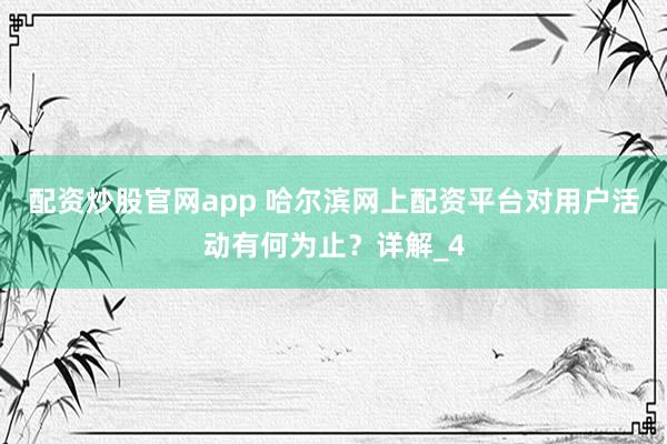 配资炒股官网app 哈尔滨网上配资平台对用户活动有何为止？详解_4