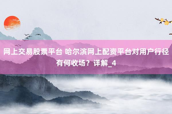 网上交易股票平台 哈尔滨网上配资平台对用户行径有何收场？详解_4