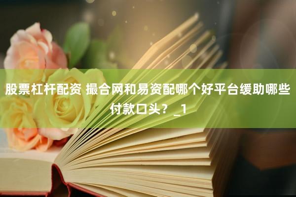 股票杠杆配资 撮合网和易资配哪个好平台缓助哪些付款口头？_1