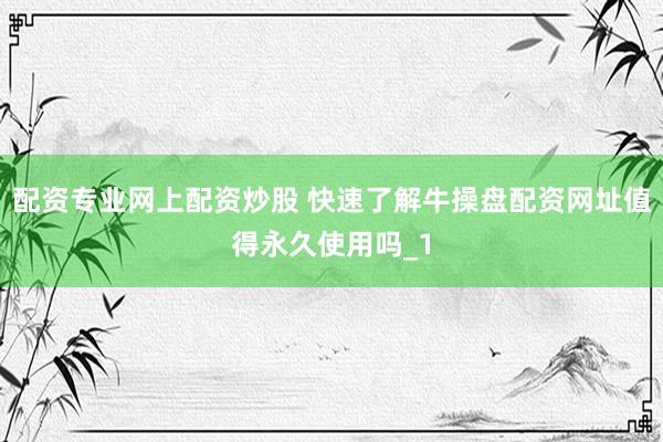 配资专业网上配资炒股 快速了解牛操盘配资网址值得永久使用吗_1