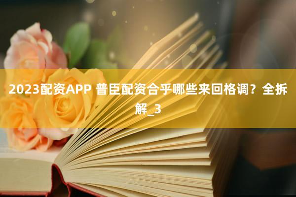 2023配资APP 普臣配资合乎哪些来回格调？全拆解_3