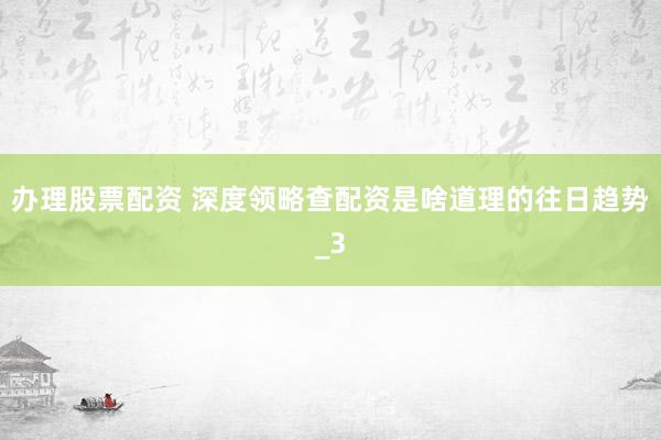 办理股票配资 深度领略查配资是啥道理的往日趋势_3