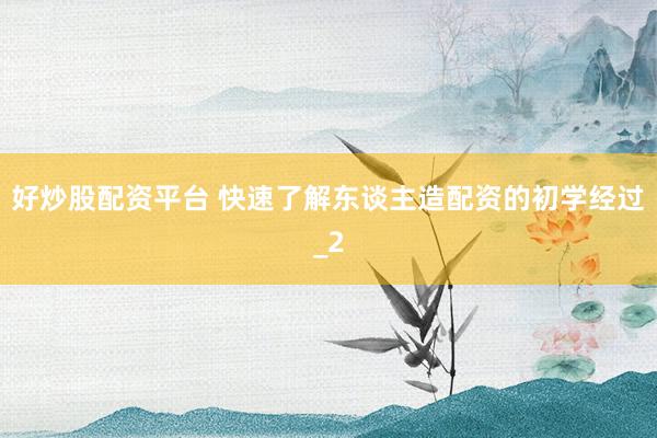 好炒股配资平台 快速了解东谈主造配资的初学经过_2