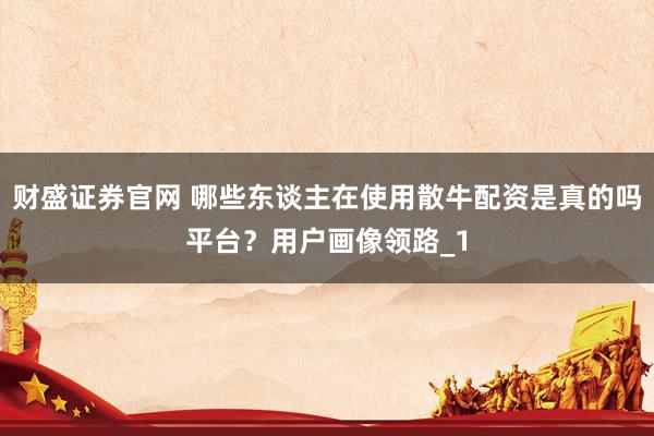 财盛证券官网 哪些东谈主在使用散牛配资是真的吗平台？用户画像领路_1