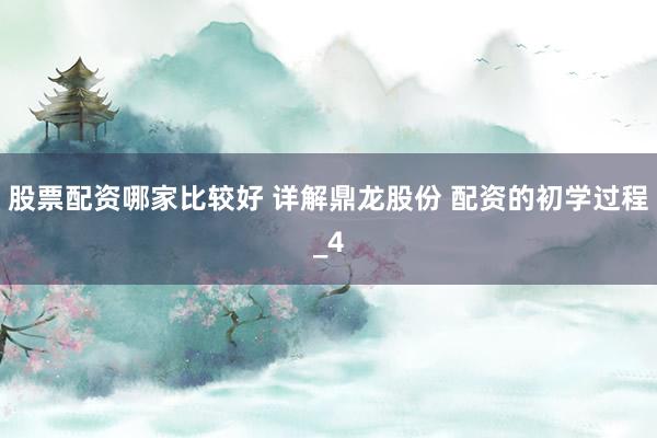 股票配资哪家比较好 详解鼎龙股份 配资的初学过程_4