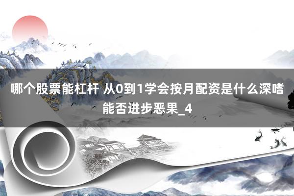 哪个股票能杠杆 从0到1学会按月配资是什么深嗜能否进步恶果_4