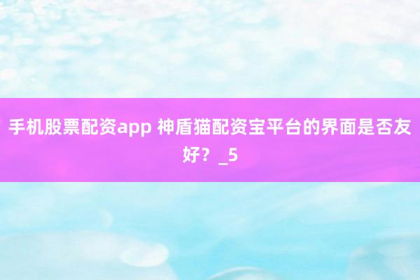 手机股票配资app 神盾猫配资宝平台的界面是否友好？_5