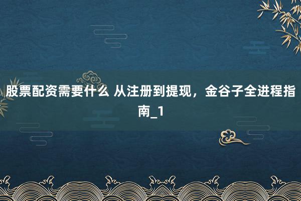 股票配资需要什么 从注册到提现，金谷子全进程指南_1
