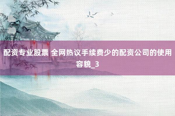 配资专业股票 全网热议手续费少的配资公司的使用容貌_3