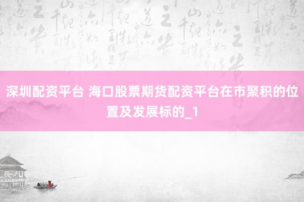 深圳配资平台 海口股票期货配资平台在市聚积的位置及发展标的_1