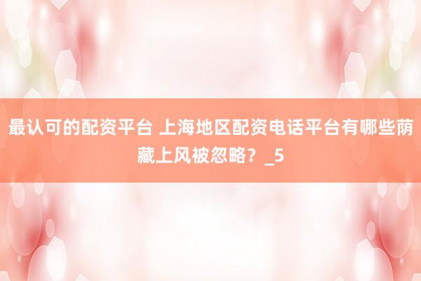 最认可的配资平台 上海地区配资电话平台有哪些荫藏上风被忽略？_5