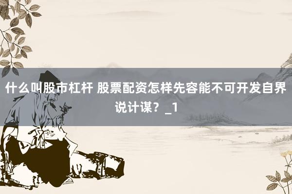 什么叫股市杠杆 股票配资怎样先容能不可开发自界说计谋？_1