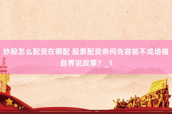 炒股怎么配资在哪配 股票配资奈何先容能不成培植自界说政策？_1