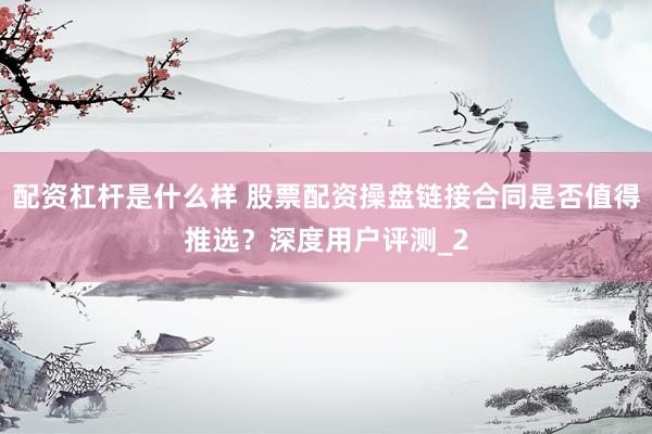配资杠杆是什么样 股票配资操盘链接合同是否值得推选？深度用户评测_2